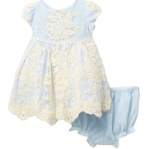 Pippa & Julie Elegant Blue and White Lace Dress
